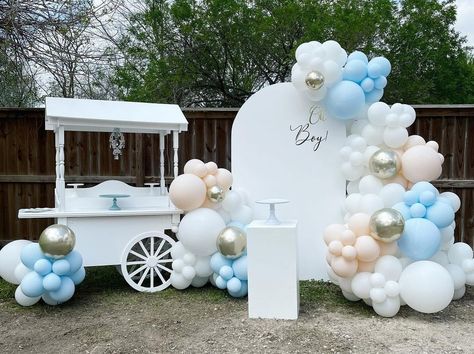 Candy Cart Decoration, Simple First Birthday, Ice Cream Party Theme, First Birthday Balloons, Deco Ballon, White Baby Showers, Baby Shower Favors Girl, Candy Cart