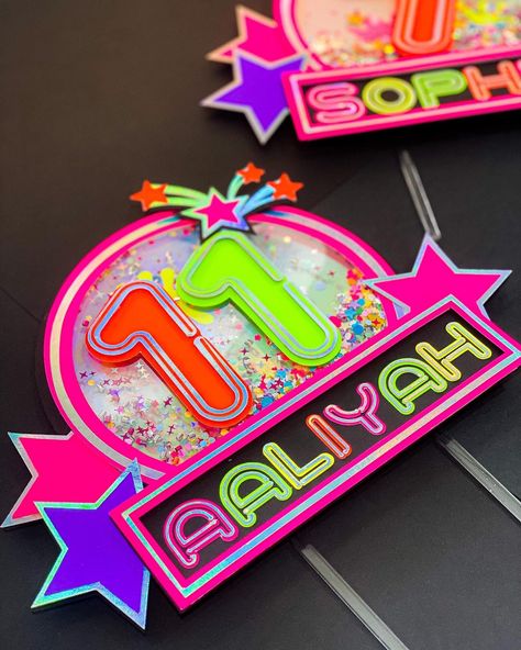 Excited to share the latest addition to my #etsy shop: Neon Theme Cake Topper | Personalized Cake Topper | Glow in the Dark Theme Party | Neon Theme Party| Cake Topper with Shaker and LED Lights #birthday #neonpartysupplies #glowpartyideas #neonbirthdayparty #specialoccasions #celebrations #unique #handmade #personalized Dark Theme Party, Neon Cakes, Neon Party Supplies, Party Neon, Glow Birthday, Dark Theme, Personalized Cakes, Glow Party, Theme Cake