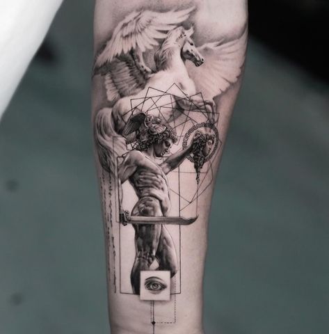 Greek Style Tattoos, Greek Tattoo Ideas, Ancient Greek Tattoo, Hermes Tattoo, Greece Tattoo, Micro Realism, Geometric Tattoo Sleeve Designs, Greek Tattoo, Tattoo Font For Men