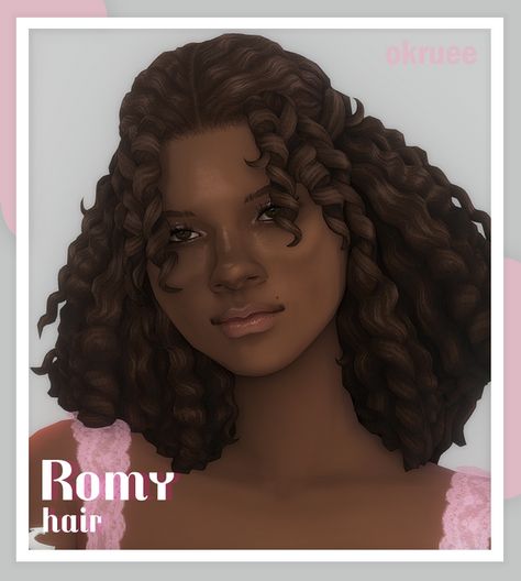 Sims4 Cc Curly Hair, Sims Cc Hair Curly, Sims 4 Afro Hair, Sims 4 Curly Hair, Sims 4 Black Hair, Mod Hair, Pelo Sims, Sims 4 Mm Cc, Sims 4 Characters