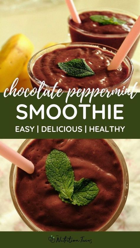 This low-calorie Chocolate Peppermint Smoothie squashes chocolate cravings, flushes bloat, uses all wholesome ingredients and has no added sugar. If you're looking for a delicious, healthy smoothie, then you're in the right place! This chocolate peppermint smoothie is full of potassium and fiber which help flush bloat and makes it very healthy! Try this easy healthy smoothie recipe today. Peppermint Smoothie, Low Calorie Smoothie Recipes, Healthy Smoothie Recipe, Chocolate Smoothie Recipes, Low Calorie Chocolate, Easy Healthy Smoothie Recipes, Sweet Smoothies, Easy Healthy Smoothies, Smoothie Drink Recipes