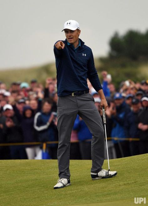 American Jordan Spieth celebrates an eagle on the 15th hole at the 146th Open Championship at Royal Birkdale Golf Club, Southport, England… #americangolf Jordan Spieth Wallpaper, Southport England, Golf Rangefinder, Jordan Golf, Best Golf Clubs, Jordan Spieth, Sports Highlights, Golf Irons, Sports Figures