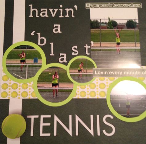 Tennis scrapbook layout MVNU Blast competition Tennis Scrapbook Pages, Senior Poster Board Ideas Tennis, Senior Tennis Poster Ideas, Tennis Scrapbook Layouts, Senior Night Posters Tennis, Tennis Senior Night Posters, Photography Studio Layout, Photography Studio Ideas, Scrapbook Pages Ideas