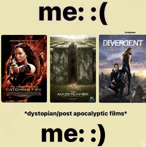 Dystopian Movies Aesthetic, Dystopian Movies, Dystopian Films, Book Fandoms Unite, Hunger Games Memes, Hunger Games Fandom, Dystopian Books, Hunger Games Humor, Maze Runner Movie