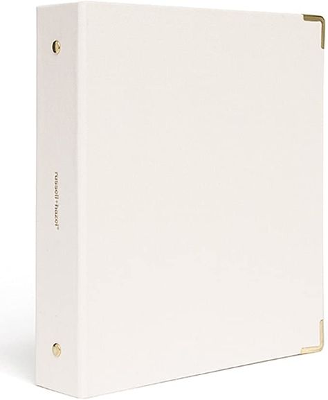 russell+hazel Bookcloth Mini 3 Ring Binder, Pearl, 8” by 9” (28790) Mini 3 Ring Binder, White Binder, File Binder, School Binder, Loose Leaf Paper, Mini Binder, Desk Essentials, Custom Planner, Binder Inserts