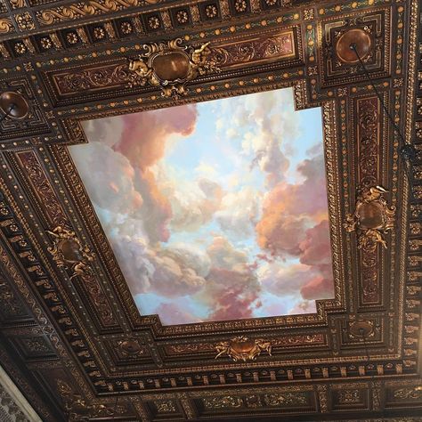 Rose reading room at the New York Public Library Cloud Ceiling, Sky Ceiling, Ceiling Murals, Ceiling Art, Angel Aesthetic, Environment Concept Art, New York Public Library, My New Room, Eiffel Tower Inside