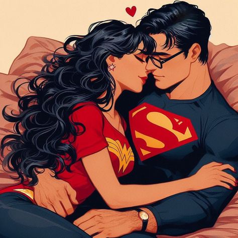 Superman Wonder Woman Couple, Dc Romantic, Superman X Wonder Woman, Superman Love, Superman And Wonder Woman, Superman Artwork, Super Couple, Wonder Woman Art, Dc Comics Heroes