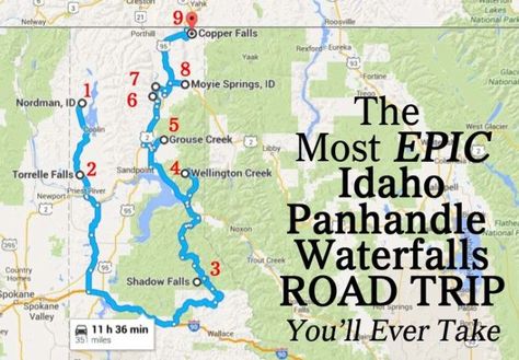 The Most Epic North Idaho Waterfalls Road Trip Is Here — And You’ll Want To Do It Idaho Waterfalls, Explore Idaho, Idaho Vacation, Idaho Adventure, Northern Idaho, Idaho Travel, Road Trip Map, North Idaho, Usa Roadtrip