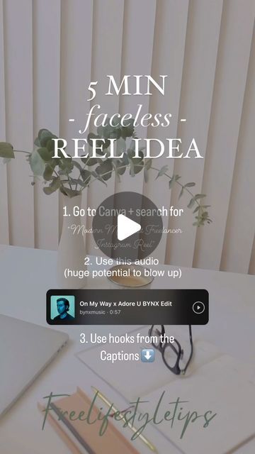 Free Lifestyle Tips on Instagram: "HOW TO GO VIRAL WITH THIS REEL⬇️ 1. Go to Canva + download the reel template 👆🏻 2. Add text using Instagram reel feature 3. Add this trending audio that has a huge potential to blow up & go viral 4. Use these hooks + explain in the caption 🪝HOOKS ⬇️ “3 mistakes I wish I hadn’t made..” “I wish I knew this…” “One thing that helped me to go from XYZ to XYZ” ✨CALL TO ACTION⬇️ (put this at the end as an overlay text in your reel for people to read the caption + for you to get more reel views) “In the caption 👇” ✨ On this account I’ll be sharing my tips that have helped me to grow my other Instagram/TikTok account to over 100,000 followers & helped me to make $100k+ in digital product sales 💞FOLLOW ME FOR MORE REEL TIPS @freelifestyletips @freeli Reel Tips, Reel Template, Tiktok Account, Using Instagram, Free Lifestyle, Caption For Yourself, Adore U, Instagram Reel, Words Of Affirmation