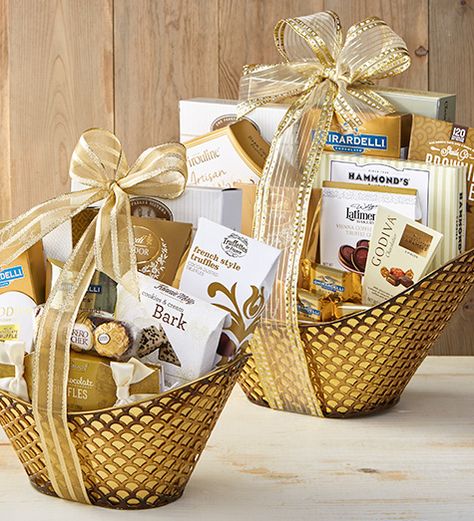 Gift Baskets and Gourmet Food | 1800Baskets.com Food Hampers Packaging Basket Ideas, Ramadan Baskets Gift Ideas, Food Basket Gift Ideas, Parcel Lebaran Hampers, Food Hamper, Eid Hampers, Basket Hamper, Hamper Gift Basket, Diwali Gift Hampers