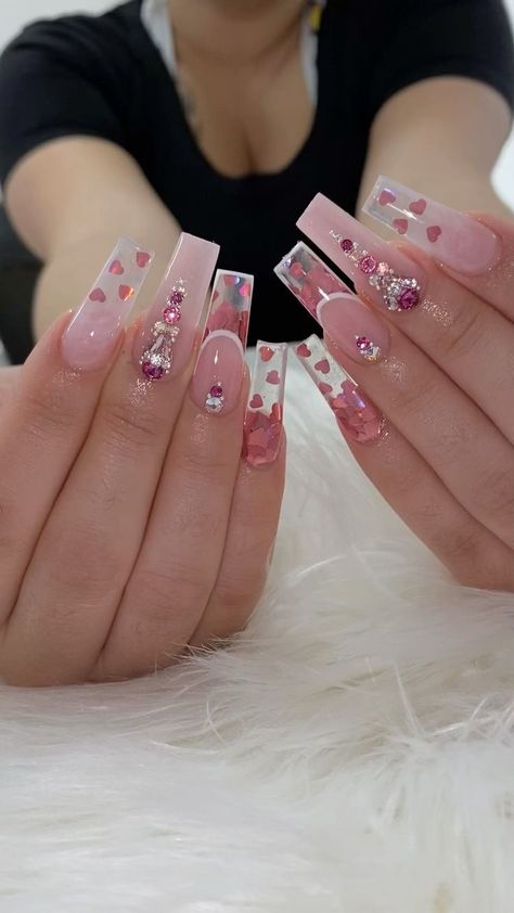 onlynailsfl on Instagram: Valentine’s Nails😍😍😍♥️♥️♥️ Loveeeeee - - - - #nailsmagazine #nailsonfie #n… in 2022 | Nail design inspiration, Long acrylic nails, Pretty nails Valentine Nails Pink, Encapsulated Nails, February Nails, Long Acrylic Nails Coffin, Acrylic Nails Coffin Pink, Soft Nails, Long Square Acrylic Nails, Nail Swag, Acrylic Nails Coffin Short