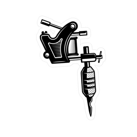 Drawings Of Tattoo Machines, Tattoo Machine Drawing, Coil Tattoo, Tattoo Artist Tattoo, Artist Tattoo, Tattoo Machine, Tattoo Shop, White Vinyl, Tattoo Artist