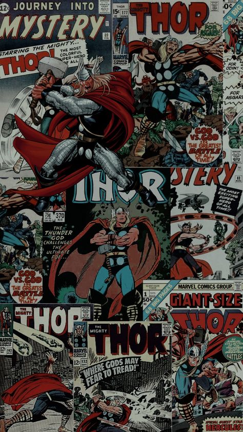 Marvel Phone Wallpaper, Thor Wallpaper, Comic Collage, Marvel Comics Vintage, Thor Comic, Marvel Background, Karakter Marvel, Marvel Comics Superheroes, Pahlawan Marvel