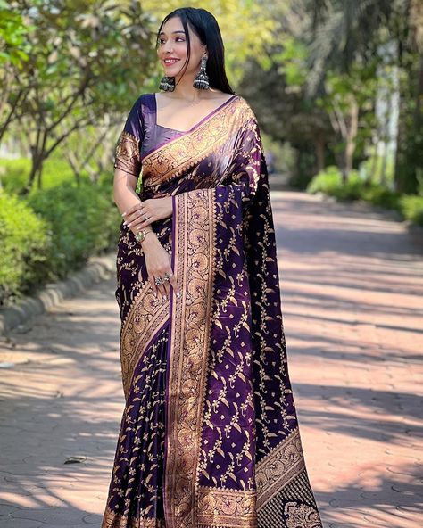 CATALOG: 14630 Banarasi Silk Wevon Jari Designer Ethnic Partywear Ceremonial Saree For Trendy Looks Just click on the link for any assistance: https://wa.me/919409462680 #ShortKurti #CasualWear #Fancy #Ethnic #Designer #Kurti #ShortKurti #Smart #Dress #Saree #SalwarKameez #EthnicDress #LoveForEthnic #FestiveWear #Shopping #Family #Gift #Girlish #Wedding #Function #Party #HerDress #Wardrobe #bollywoodstylefile #Gowns #ReadymadeDress #KurtiBottomSet #coordsetstyle #Lehenga #LehengaSet Latest Designer Saree, Anarkali Suits Designer, Wedding Ootd, Classic Saree, Lehenga Choli Wedding, Purple Saree, Bollywood Lehenga, Twitter Artist, Latest Designer Sarees