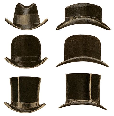 vintage gentlemen's hats - credit the originator Plaisanter~ over at Flickr.com if you use it http://www.flickr.com/photos/plaisanter/5400192718/in/set-72157625251611390 Moda Steampunk, Gentleman Hat, Vintage Gentleman, Hat Styles, Bowler Hat, Moustaches, Love Hat, Men's Hats, Derby Hats