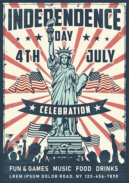 Statue Of Liberty Drawing, Patriotic Posters, Independence Day Poster, Skull Flag, America Independence Day, Download Sign, Happy Fourth Of July, Vintage Invitations, 4th July