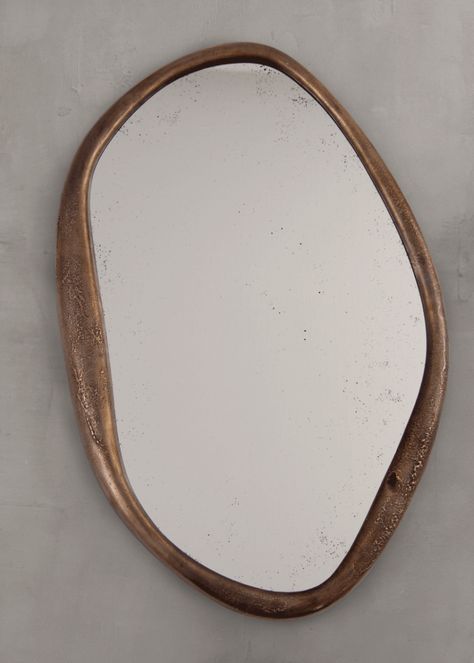 Wabi Sabi Mirror, Bronze Wall Mirror, Mirror Interior Design, Small Wall Mirrors, Bronze Frame, Bronze Wall, Mirror Hangers, Luxury Living Room Design, Bronze Mirror