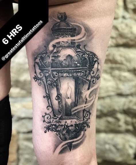 Lantern Tattoos For Women, Victorian Lantern Tattoo, Gothic Lantern Tattoo, Lantern Tattoo Vintage, Candle Lantern Tattoo, Lantern Tattoos, Lantern Tattoo Design, Lamp Tattoo, Black And White Tattoo