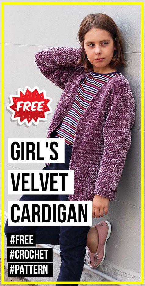 Easy Crochet Cardigan Pattern, Easy Crochet Cardigan, Cardigan Free Pattern, Crocheted Accessories, Crochet Cardigan Free, Crochet Socks Pattern, Kids Crochet Pattern, Velvet Cardigan, Crochet Cardigan Pattern Free