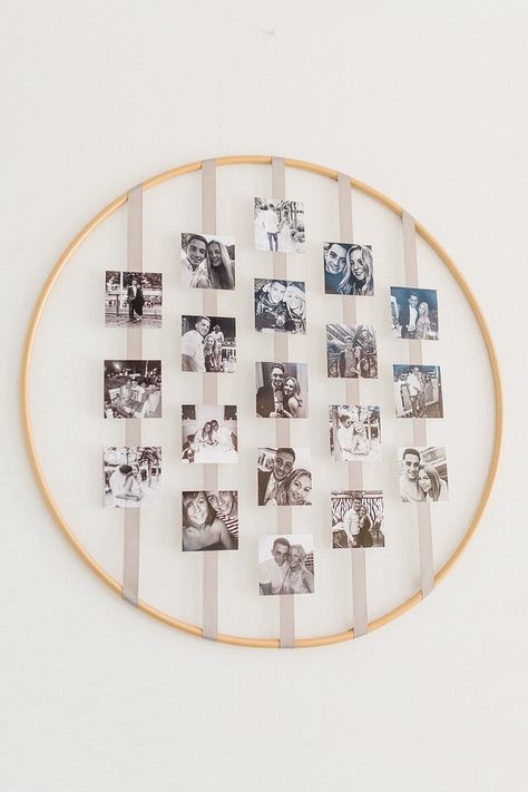 Loved our photo hoop to display special memories. All you need is a gold hoop (purchased on Amazon) then grey ribbon and a selection of Polaroid photos. I used double sided tape to secure the photos to the ribbon. Hoop Photo Display, Photo Hoop, Diy Hack, Grey Ribbon, Engagement Inspo, Polaroid Photos, Photo Display, Double Sided Tape, Hacks Diy