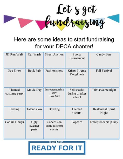 Chapter Fundraiser — Sample — Texas DECA Easy Fundraising Ideas, High School Fundraiser, Easy Fundraising, Ways To Fundraise, Student Finance, Easy Fundraisers, Diy Fountain, Fundraising Ideas, Silent Auction