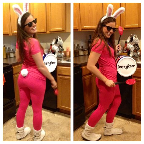 DIY halloween energizer bunny costume ( I just keep going and going and going) Diy Energizer Bunny Costume, Scrub Costume Ideas For Work, Scrubs Halloween Costume Ideas, Scrub Costume, Energizer Bunny Halloween Costume, Energizer Bunny Costume, Mommy Costumes, Scrubs Costume, Creative Halloween Costumes Diy