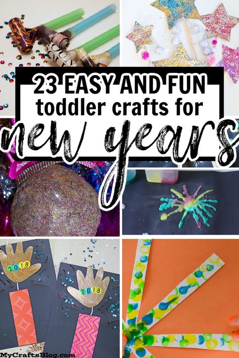 Nye Toddler Crafts, New Year Art And Craft, New Years Eve Toddler, Art And Craft For Preschool, New Years Crafts, News Years Crafts For Kids, New Year Crafts, Craft For Preschool, New Year's Eve Crafts