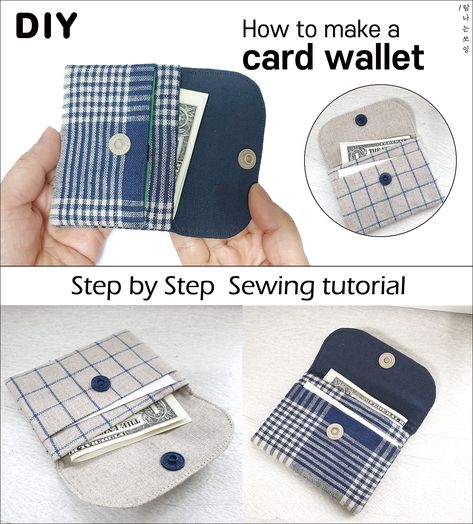 How To Make A Wallet, Diy Card Wallet, Diy Denim Wallet, Card Wallet Tutorial, Small Wallet Pattern, Denim Waist Bag, Wallet Pattern Free, Card Wallet Pattern, How To Fold Jeans