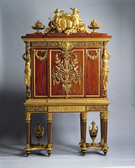 Marie Joséphine of Savoy's Jewel Cabinet. Jean-Henri Riesener, 1780's. Gilded Furniture, Empire Furniture, High Cabinet, Gold Decorations, The Royal Collection, Victorian Furniture, Wardrobe Cabinets, Louis Xvi Style, French Furniture