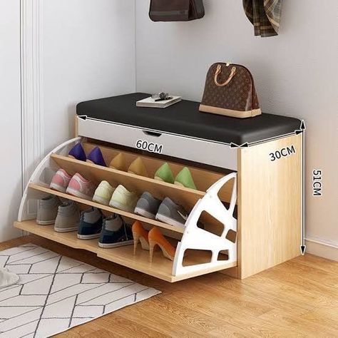 Shoe Rack Cabinet Design, Hallway Paint, Wood Working Projects, Panelling Hallway, Shoe Rack Living Room, Sofa L, Furniture Details Design, Entrance Interior, Smart Home Design