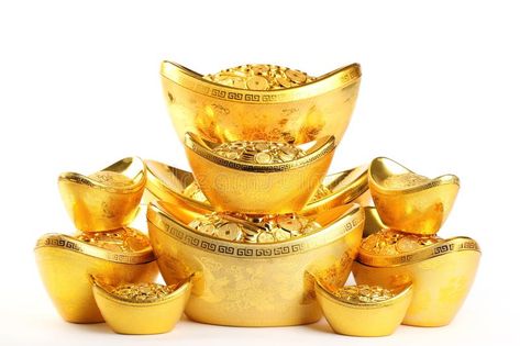 Chinese new year decoration. Chinese new year ornament--Stack of gold ingots on , #AD, #decoration, #ornament, #Chinese, #year, #Stack #ad Accomplishing Goals, Logam Mulia, New Year's Cake, Gold Prospecting, Feng Shui Decor, Chinese New Year Decorations, Gold Stock, Money Pictures, Gold Money