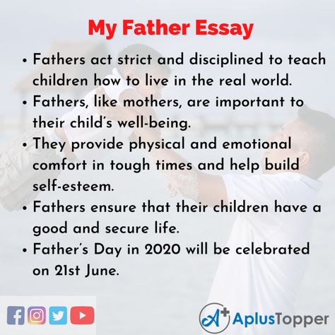 My Father Essay | Essay On My Father My Role Model for Students and Children - A Plus Topper Father Essay, English Composition, Fathers And Sons, English Essay, Preschool Prep, Father Art, Short Paragraph, Essay Questions, Short Essay