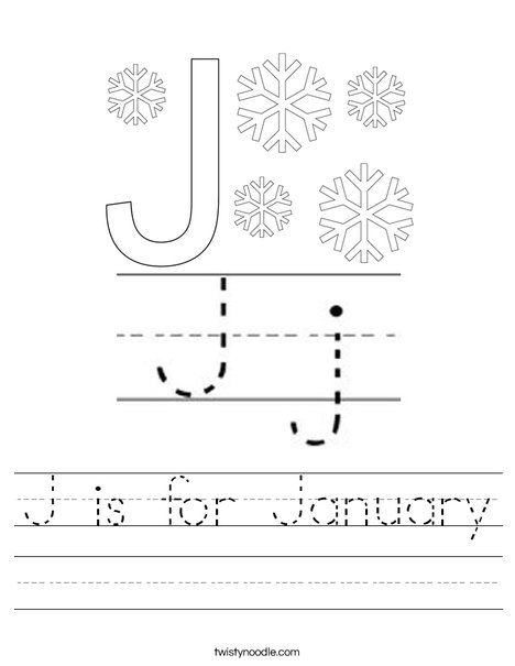 J is for January Worksheet - Twisty Noodle J Is For January, January Preschool Crafts, January Worksheets, January Preschool, Transportation Worksheet, Twisty Noodle, Holiday Lettering, Style Change, Kids Prints