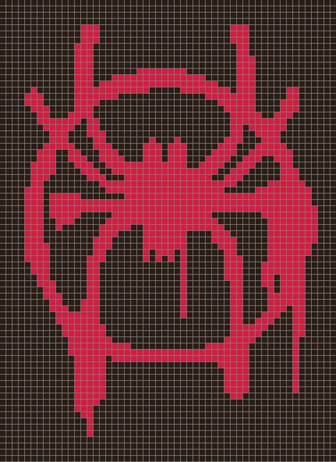 Spiderman Alpha Pattern Crochet, Spiderman Crochet Grid, Spiderman Tapestry, Pixel Art Logo, Spiderman Pixel Art, Pixel Grid, Graph Paper Drawings, Graph Crochet, Pixel Crochet