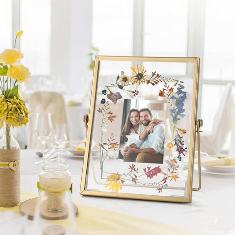 Aesthetic Relaxing Garden Gold Picture Frame Set - /w 68 Pcs Dried Flowers and Tweezer - Double Glass Frame for Pressed Flowers, Pressed Flower Frames for Handicrafts, Photo or Other Flat Items. Anniversary gift How To Make Pressed Flower Frame, Aesthetic Picture Frame, Double Glass Frame, Relaxing Garden, Pressed Flowers Diy, Letter Craft, Flower Frames, Flowers Pressed, Card Frame