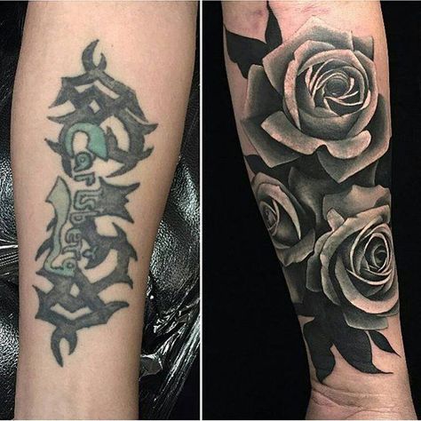 The 70 Tattoo Cover Up Ideas for Men | Improb Cover Up Tattoo Ideas, Up Tattoo Ideas, Rose Tattoo Cover Up, Tattoo Fixers, Arm Cover Up Tattoos, Cover Up Tattoos For Men, Tatuaje Cover Up, Cover Up Tattoos For Women, Best Cover Up Tattoos