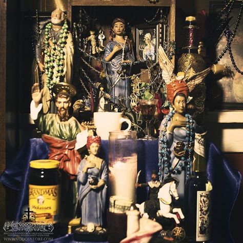 New Orleans Voodoo Altar Hoodoo Altar, Voodoo Altar, Spiritual Oils, Spell Kits, Modern Witchcraft, Voodoo Priestess, Marie Laveau, New Orleans Voodoo, Scooby Doo Movie