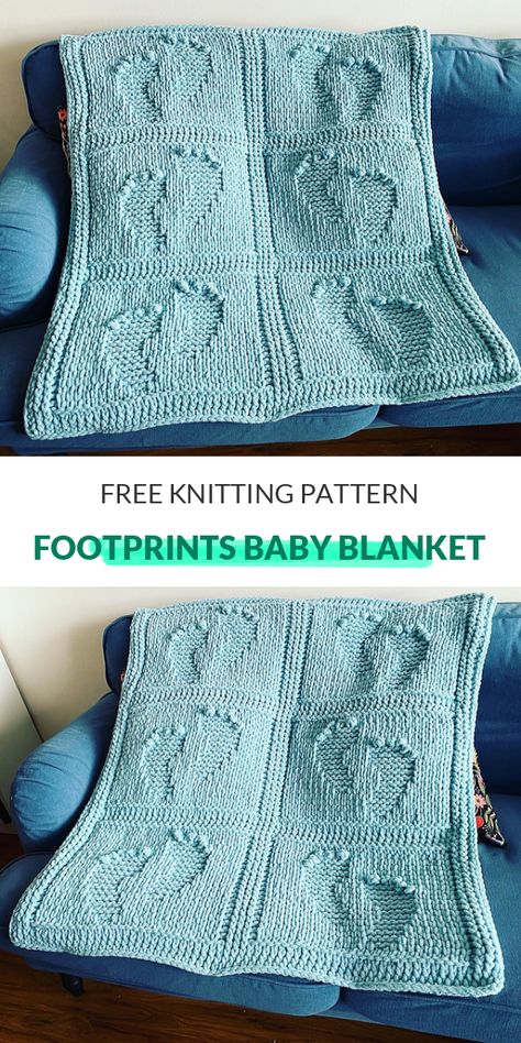 Footprints Baby Blanket Free Knitting Pattern - This is a great baby blanket pattern because of the texture and the color changes, it's fun and easy to make. #knittingideas #knittingprojects #knittingpatternsfree #knittingvideo Free Knitted Baby Blankets, Free Knitting Pattern For Baby Blanket, Baby Blankets Knitted Pattern Free, Free Knitting Baby Blanket Patterns, Knitting Baby Blankets Patterns Free, Free Knitted Baby Blanket Patterns, Easy Knit Baby Blanket Pattern Free, Free Knitting Patterns For Babies, Free Knit Baby Blanket Patterns