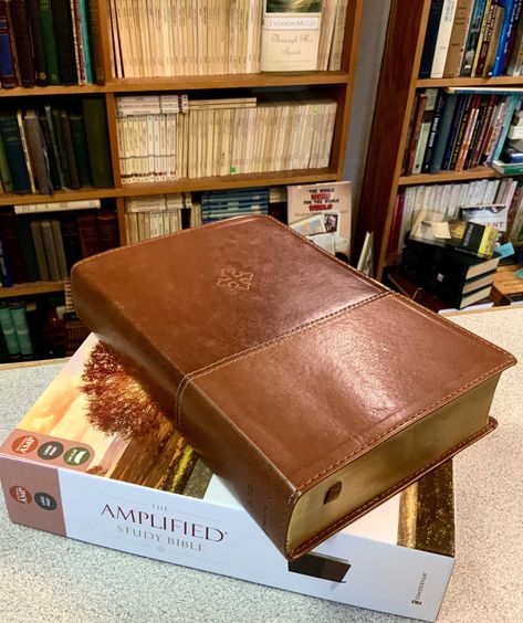 Personalized AMPLIFIED Study Bible - Large Print - Brown Tutone Leathersoft* - Lay Flat Red Letter - Custom Engrave Name Imprint Shades Of Meaning, 1 Symbol, Correctional Facility, Amplified Bible, Study Bible, Fancy Letters, Spirituality Books, Personalized Books, Classic Books