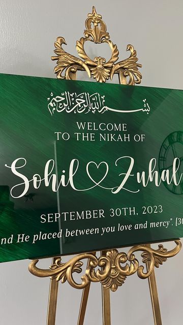 Nikah Welcome Sign, Nikkah Sign Boards, Emerald Green Wedding Sign, Green Nikkah, Nikkah Entrance Sign, Acrylic Nikkah Sign, Nikkah Decor, Acrylic Signage, Event Signage