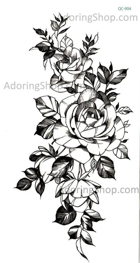 Back Rose Tattoo Women, Rose Back Tattoo Women, Rose With Vines Tattoo, Rose Tattoo Upper Arm, Large Rib Tattoos For Women, Large Rose Tattoo, Floral Rose Tattoo, Rose Bush Tattoo, Rose Hip Tattoo