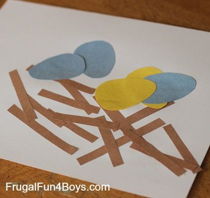 Toddler Craft: Construction Paper Bird's Nest - Frugal Fun For Boys Craft Construction Paper, Nest Craft, Bird Nest Craft, Spring Toddler, Toddler Craft, April Crafts, Paper Bird, Spring Preschool, Daycare Activities