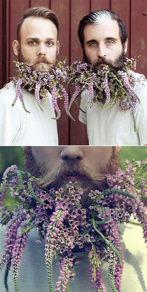 Flower Beard, Bohemian Modern Style, Midsummer Dream, Man Outfit, Instagram Feeds, Bohemian Modern, Long Beards, Fantastic Art, Floral Hair