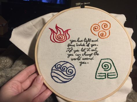 The legend of Korra embroidery, elements. Avatar The Last Airbender Embroidery, Atla Embroidery, Avatar Embroidery, Grandma Hobbies, Personal Embroidery, Embroidery Elements, Textiles Inspiration, Clothes Embroidery, The Legend Of Korra