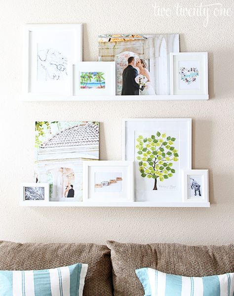 Three Solutions for Rental-Friendly Gallery Walls - The Crazy Craft Lady Ikea Picture Ledge, Picture Ledges, Photo Ledge, Picture Shelves, Picture Ledge, Diy Casa, Room Pictures, Living Room Pictures, Ikea Hacks