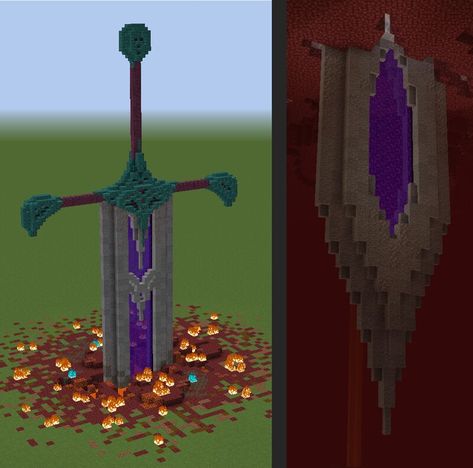 Nether portal sword Minecraft Map Nether Portal Design, Minecraft Portal, Nether Portal, Architecture Reference, Fox Mccloud, Minecraft Redstone, Portal Design, Minecraft Map, My Live