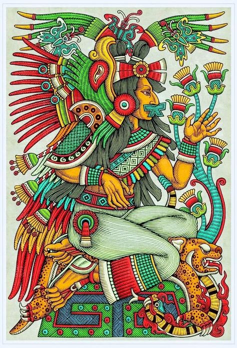 Xochiquetzal was an Aztec goddess associated with love, fertility and beauty. Aztec Goddess, Indigenous Knowledge, Fertility, With Love, Tattoos, Beauty, Art