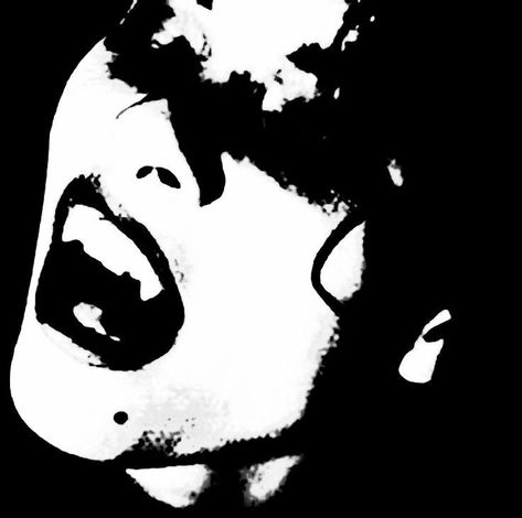 Y2k Silhouette, Stippling Art, Vampire Fangs, Music Playing, Graphic Poster Art, White Woman, Black And White Aesthetic, Stencil Art, Songs Lyrics