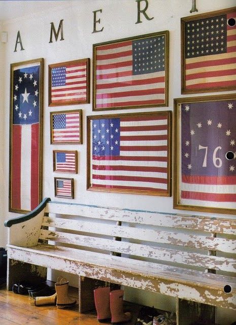 boys room, framed vintage flag print, a lifes design, from junk garden by Fox, via Flickr Framed American Flag, Living Colors, I Love America, Framed Flag, Vintage Flag, American Flags, Let Freedom Ring, Home Of The Brave, Americana Decor