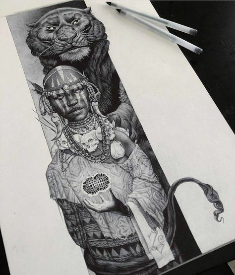 Black Ink Watercolor, African Warrior Tattoos, African Sleeve Tattoo, Warrior Tattoo Sleeve, African Warrior, Africa Tattoos, Egyptian Tattoo Sleeve, African Tattoo, Tattoos Sleeve